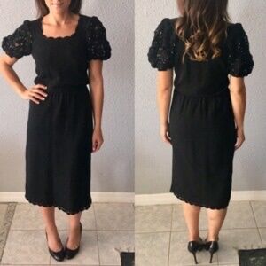 Vintage 1980s Beaded Sleeve Sweater Dress by Oscar de la Renta